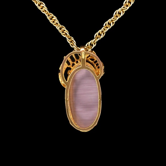 Vintage Purple Stone Pendant & Chain Necklace - Picture 4 of 7
